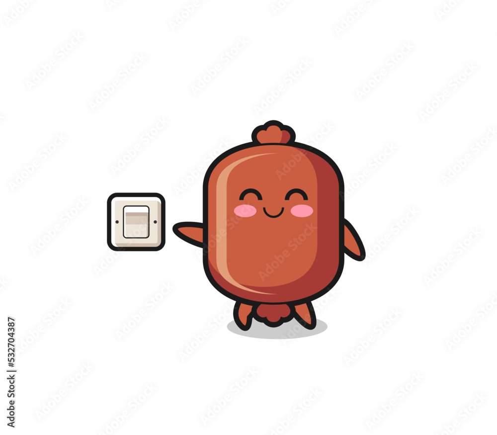 cartoon sausage is turning off light cartoon sausage is turning off light