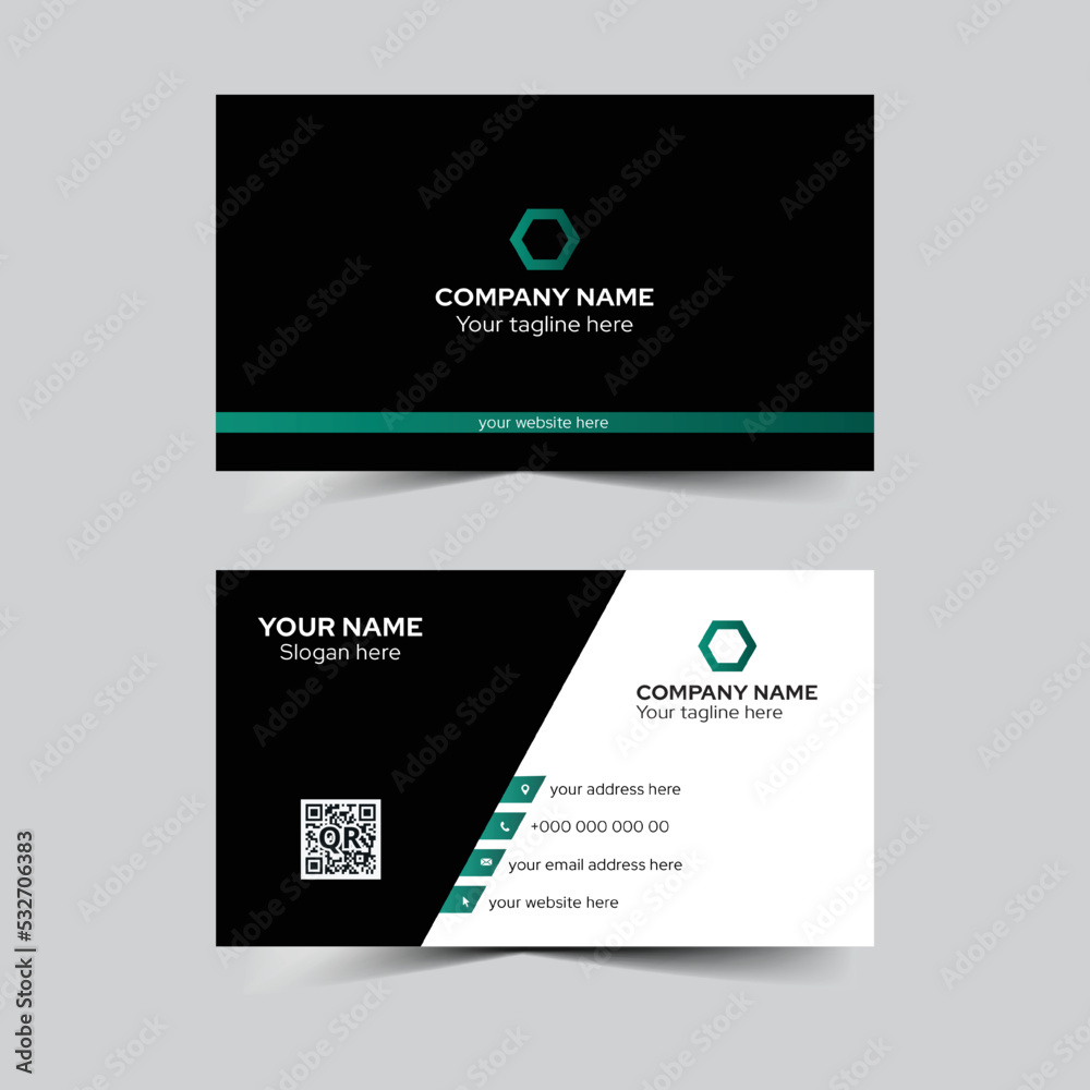 Modern black and white business card template