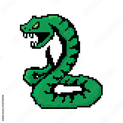 vector illustration of snake in pixel style. Vector illustration. Vector illustration