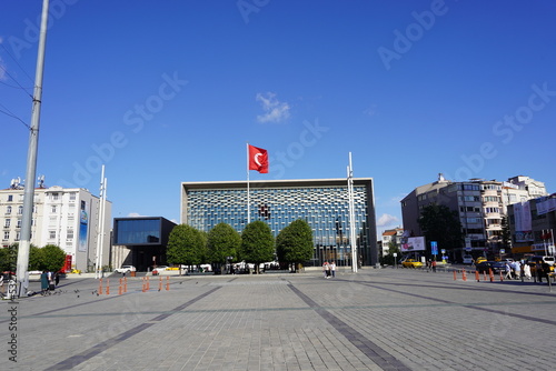 Taksim, Istanbul, Turkey - AGUST 2022 : Exterior view of newly constructed Ataturk Kultur Merkezi (Culture Center), a multi-purpose cultural center and opera house. New AKM photo