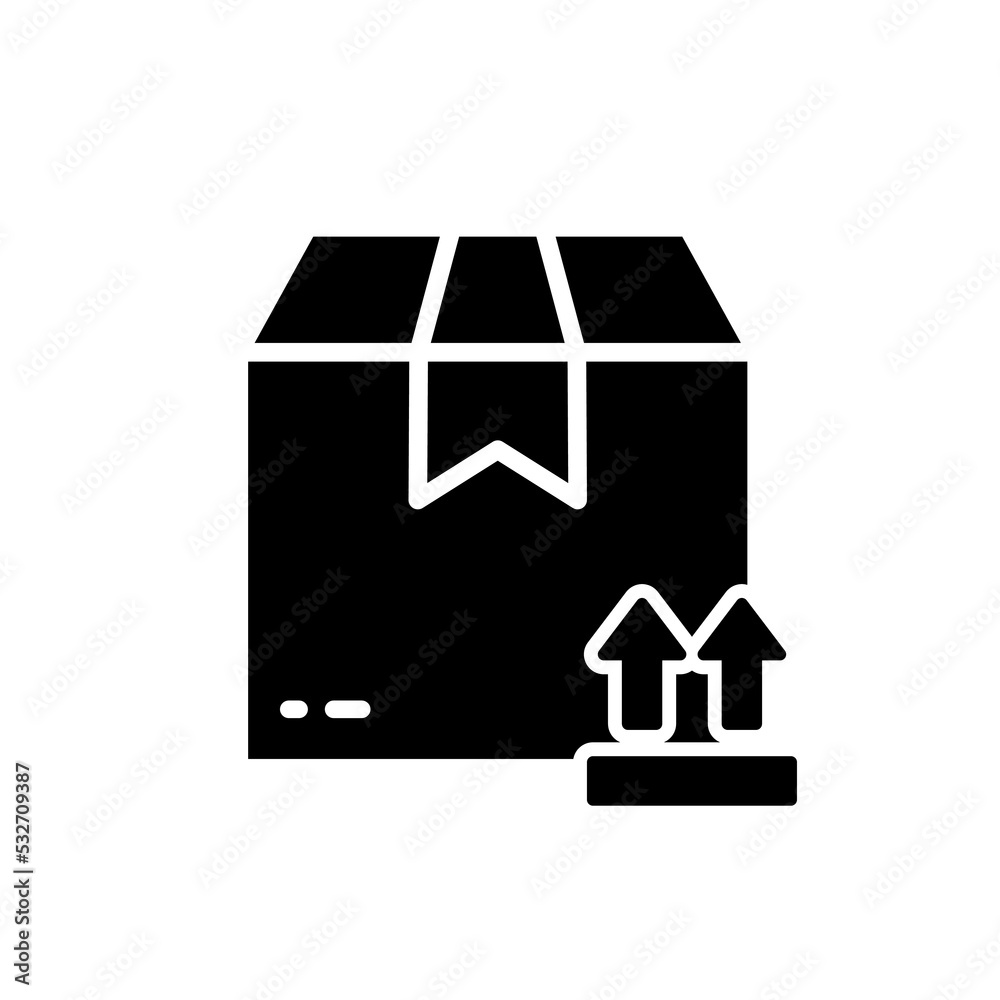 Up Sign For Box Cardboard with Arrow Up Silhouette Black Icon. Parcel Box This Side Up ...
