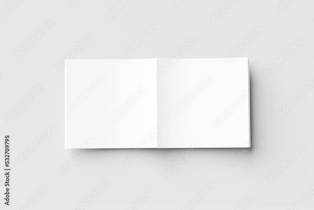 Blank mockup cover square brochure magazine isolated on grey, with clipping path and soft shadow. 3d rendering