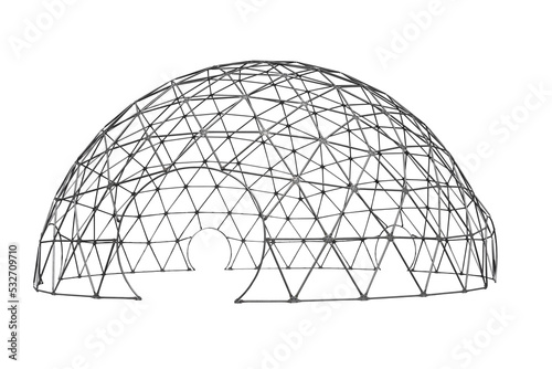 Spherical structured tent shell, just frame cut out on white bacground..