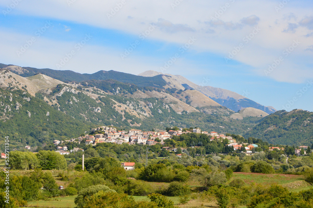 Panoramic view of the village of Gallo Matese in the province of Caserta, Italy.