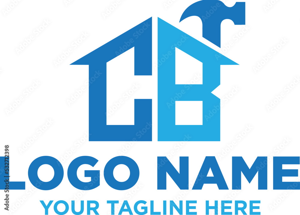 Letter-CB-hammer-home-real estate-premium-logo-design