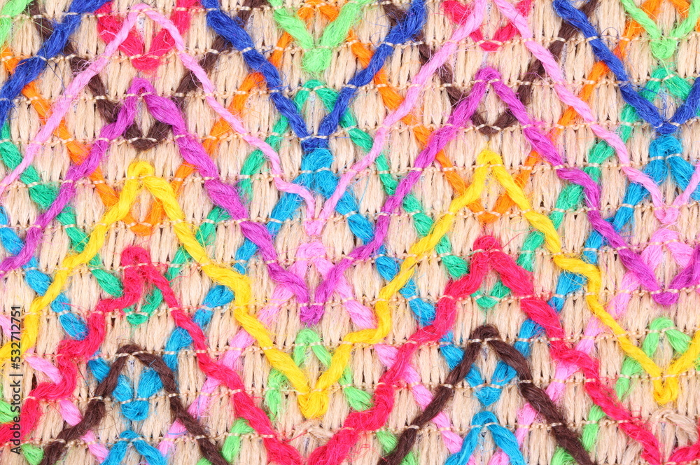 Fototapeta premium Colorful knitwear with multi color of the rope as a background.