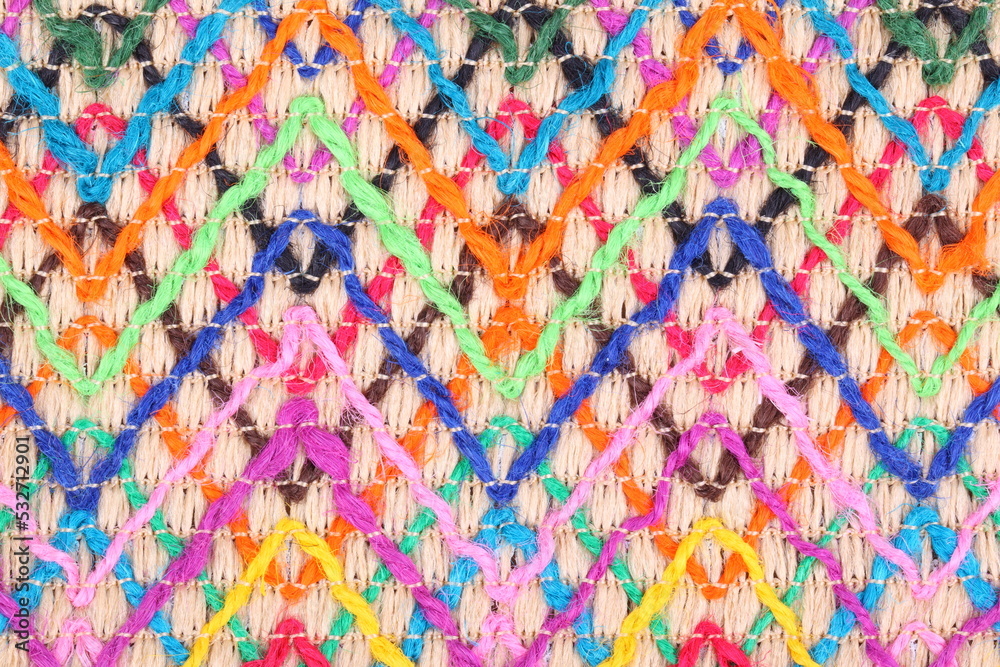 Fototapeta premium Colorful knitwear with multi color of the rope as a background.