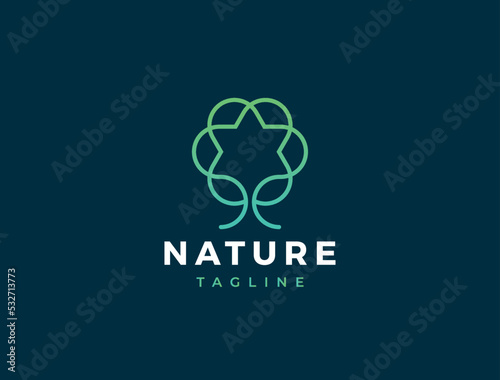 Abstract round tree logo icon. Universal creative floral symbol.  Vector tree icon sign.