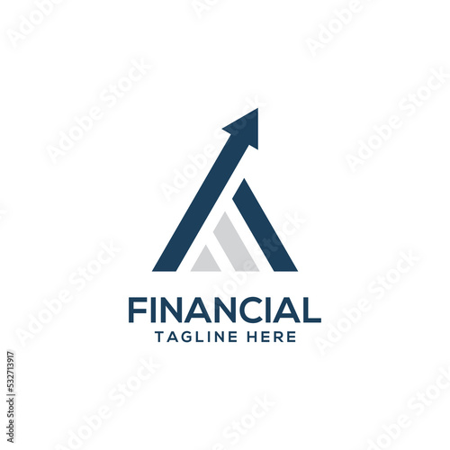 Initial A letter with statistic financial growth logo Vector.