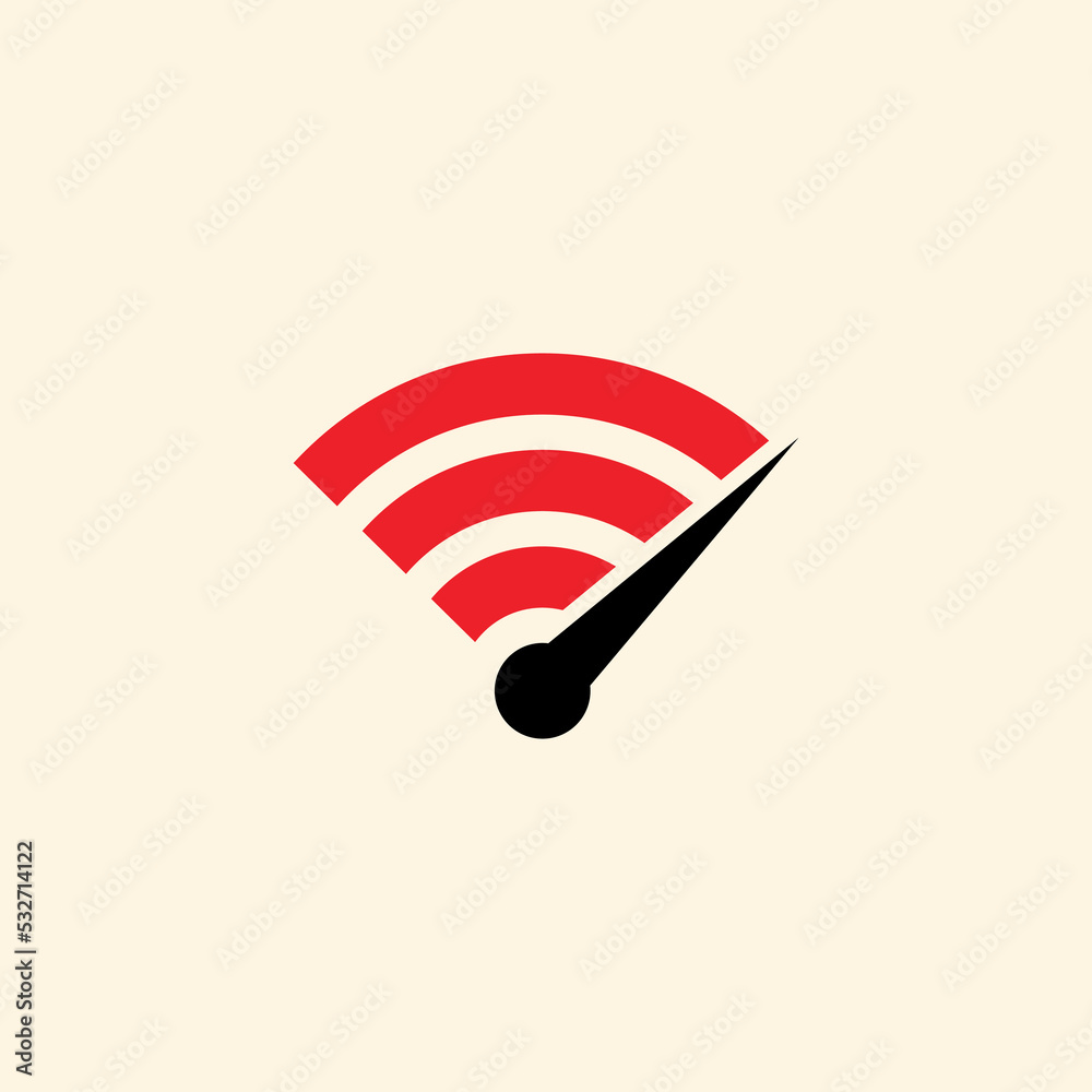 Fast WiFi icon. Speed test. High speed wireless internet. WiFi with arrow sign.  - obrazy, fototapety, plakaty 