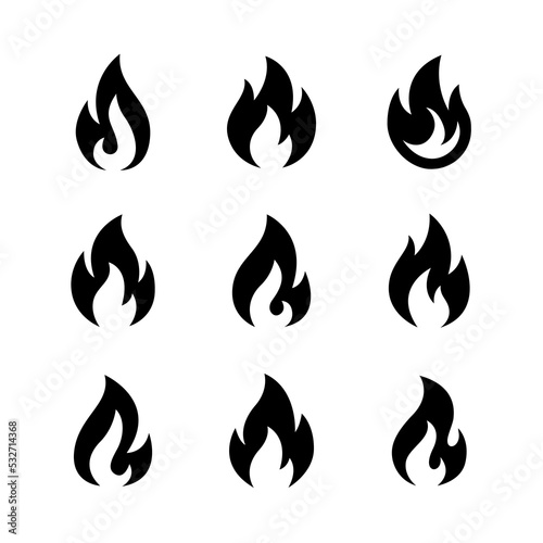 Fototapete Fire flame icons set. Modern vector icon design.