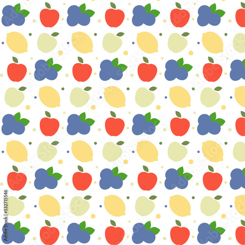 Fototapeta Naklejka Na Ścianę i Meble -  Seamless pattern with fruit. Colorful  flat fruit. Flat design vector illustration of fruit
on white background