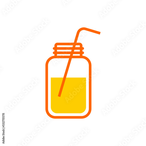 Logo smoothie bar. Silueta de tarro de albañil y pajita para beber aislado