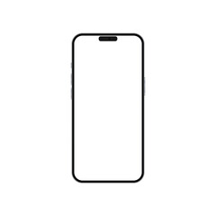 Black phone mock up with blank screen on transparent background.