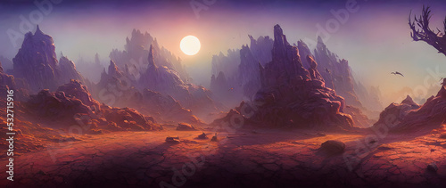 Artistic concept painting of a beautiful western background, 3d illustration. photo