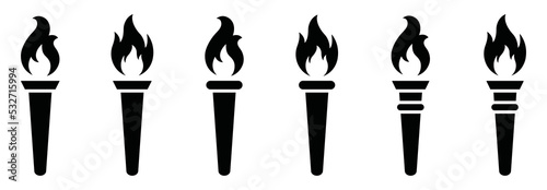 Torch fire icon. Burning torch icon, vector illustration photo