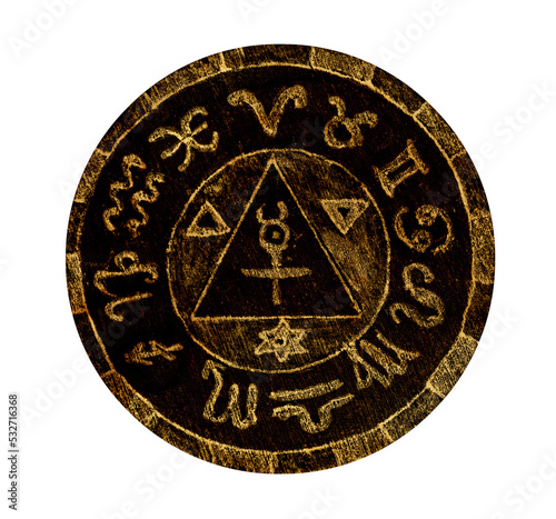 Mystic symbols with hand drawn magic and esoteric symbols