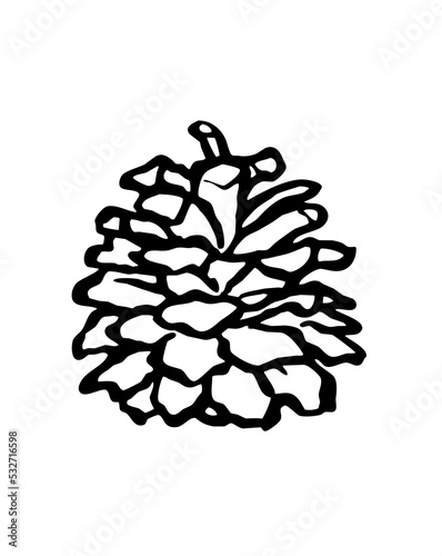 Clip art of pine cone drawn by brush