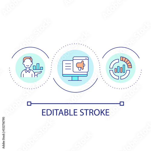 Effective online promotion loop concept icon. Business advertisement method. Marketing abstract idea thin line illustration. Isolated outline drawing. Editable stroke. Arial font used