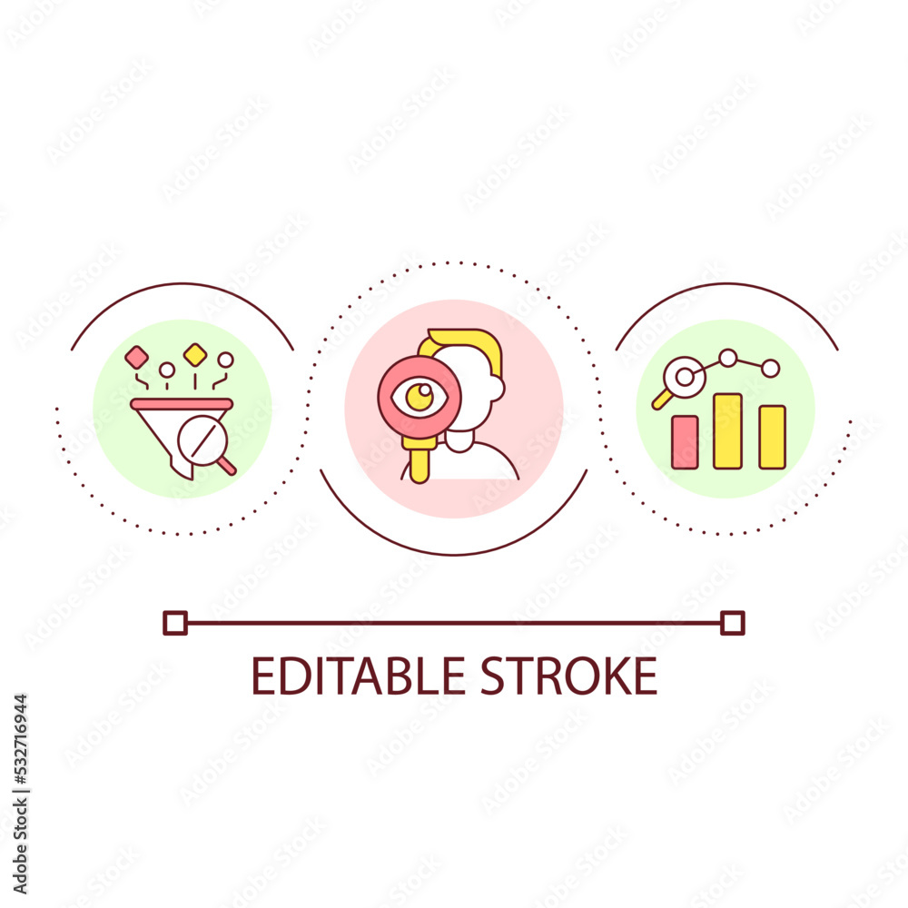 Control collected data loop concept icon. Information analytics for business. Safety abstract idea thin line illustration. Isolated outline drawing. Editable stroke. Arial font used