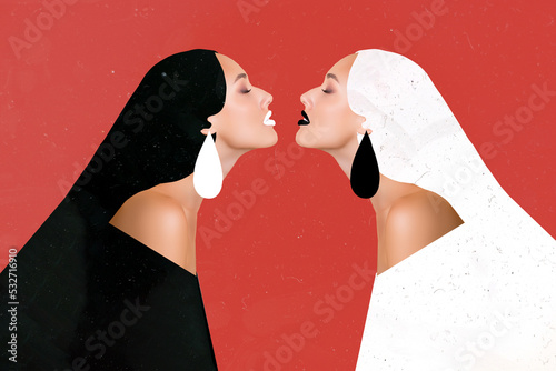 Photography Creative abstract template graphics image of sexy adorable black white mirror re