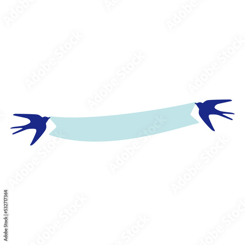 blue ribbon banner and swallow bird