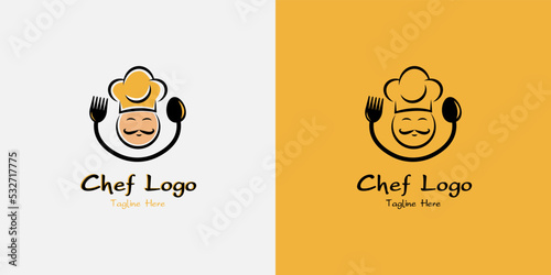 Chef restaurant logo design template