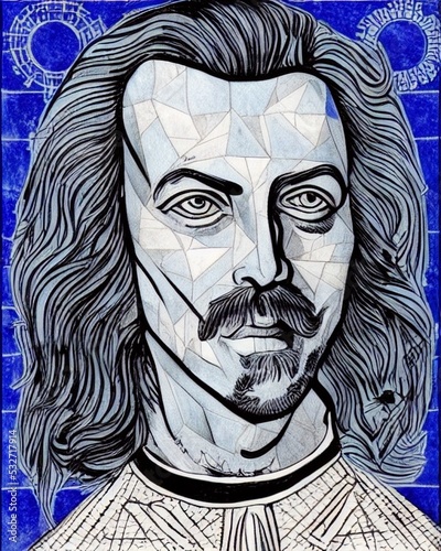 A mosaic of a conquistador with mustache photo