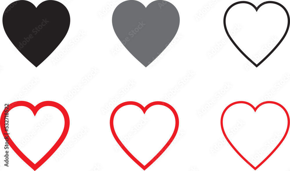 Black and red heart vector set. Love icons isolated on white background. Collection of flat heart symbol for love symbol, icon shape and Valentine's day. Vector illustration, graphic design Black and red heart vector set. Love icons isolated on white background. Collection of flat heart symbol for love symbol, icon shape and Valentine's day. Vector illustration, graphic design