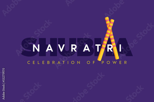 Shubha Navratri Dandiya Garba Celebration Illustration Poster Banner Template
 photo