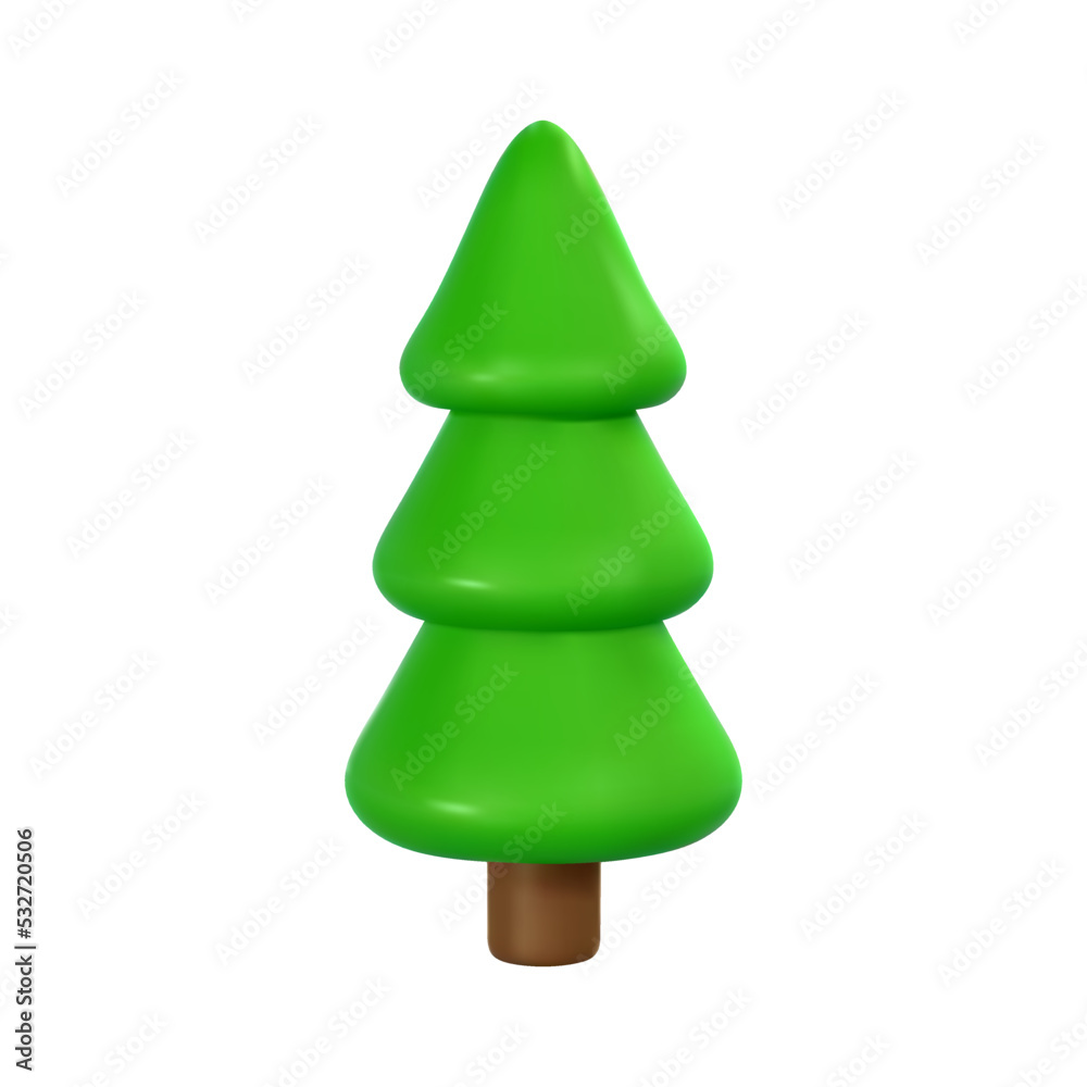 3d Christmas tree in cartoon style. Xmas or New Year's decorative element. Vector illustration 3d Christmas tree in cartoon style. Xmas or New Year's decorative element. Vector illustration