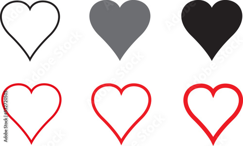 Black and red heart vector set. Love icons isolated on white background. Collection of flat heart symbol for love symbol, icon shape and Valentine's day. Vector illustration, graphic design
