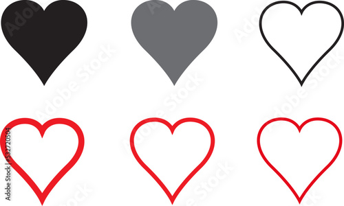 Black and red heart vector set. Love icons isolated on white background. Collection of flat heart symbol for love symbol, icon shape and Valentine's day. Vector illustration, graphic design