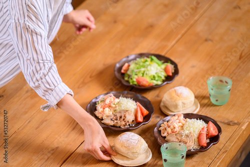 Quadro su tela Scene of food preparation