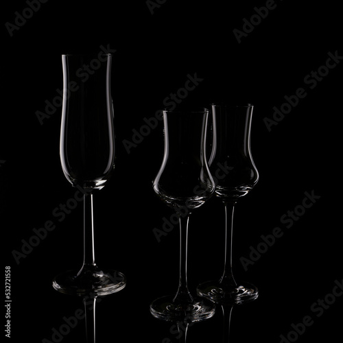 empty glasses for champaign and spirits