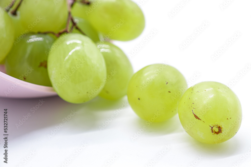 bunch of green grapes on white background bunch of green grapes on white background