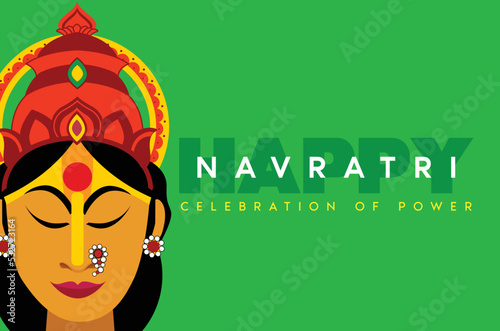 Shubha Navratri Dandiya Garba Celebration Illustration Poster Banner Template photo
