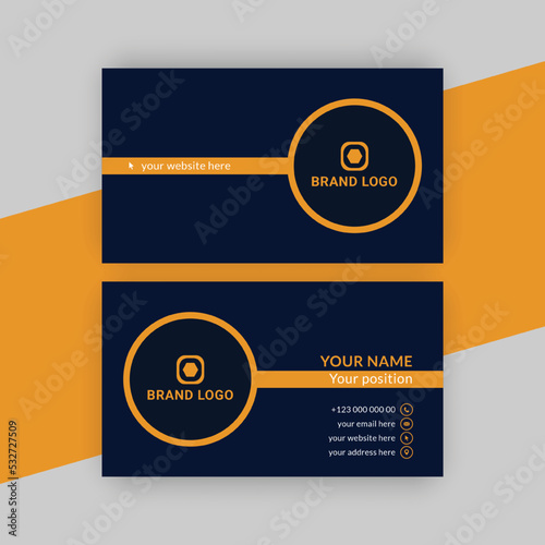 Professional elegant blue and orange modern business card design corporate template