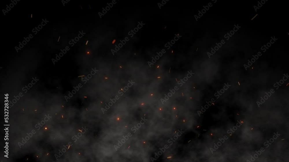 Ash Fire Burning Ember Fire Sparks and White Smoke [30sec 60fps Looping Background]