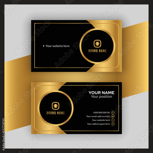 Gradient golden and black luxury business card template