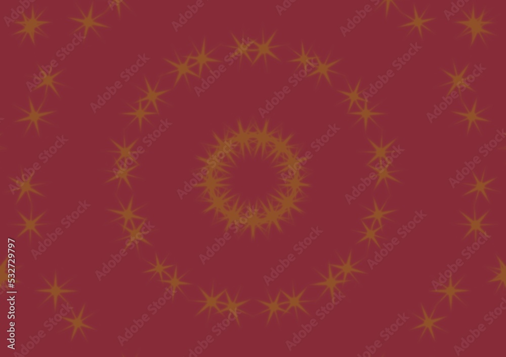 Dark red abstract background with gold colored stars in circle , christmas ornament . Dark red abstract background with gold colored stars in circle , christmas ornament .