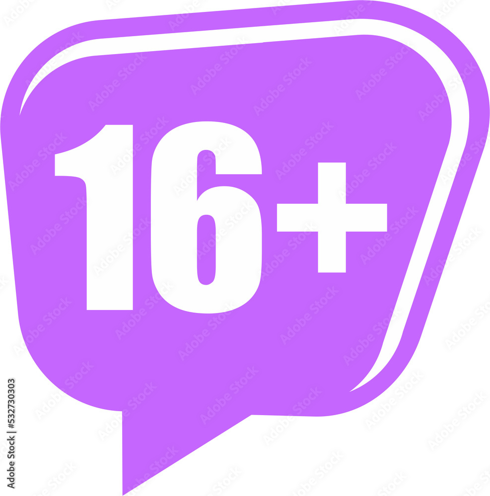 speech bubble like 16 plus. flat style ui emblem logotype graphic stamp badge design on white background. concept of unusual ban symbol, censure, adult permit and x-rated age limit mark speech bubble like 16 plus. flat style ui emblem logotype graphic stamp badge design on white background. concept of unusual ban symbol, censure, adult permit and x-rated age limit mark