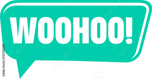 woohoo popup bubble like message icon. flat cartoon style trend modern simple logotype graphic art design element isolated on white background. concept of surprise reaction or woo hoo bubble