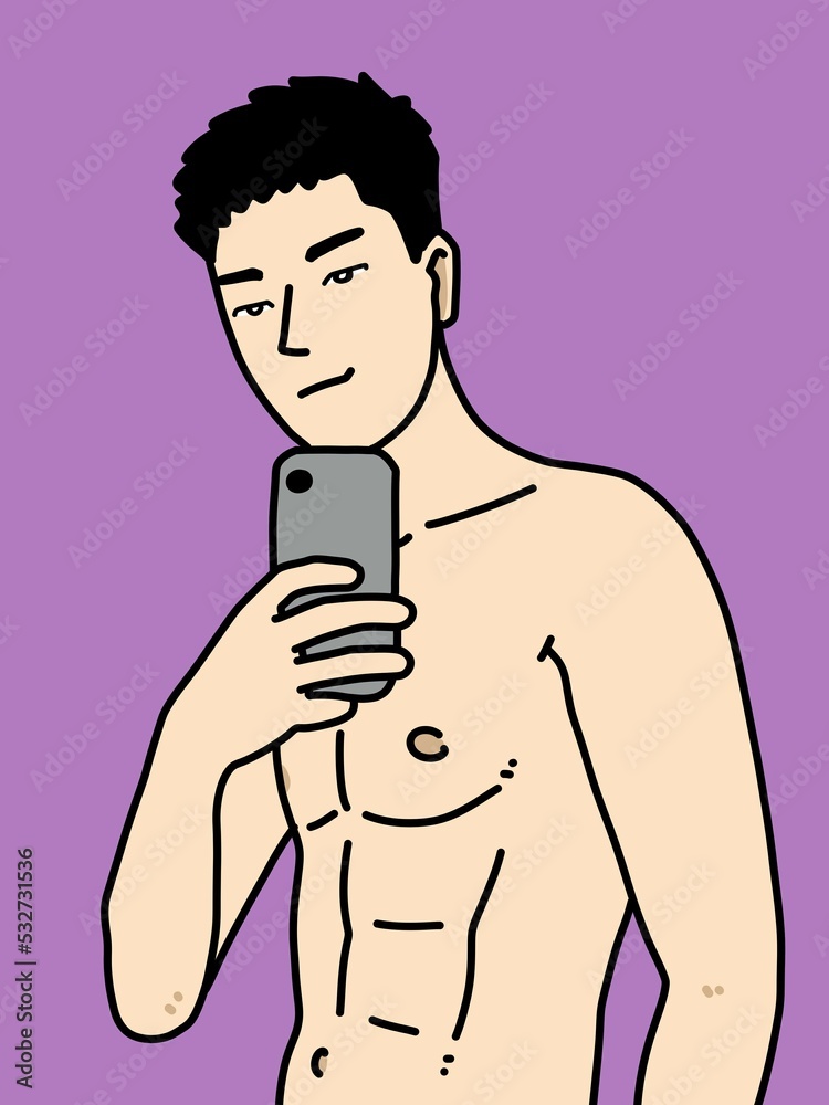 Fototapeta premium cute man cartoon on purple background