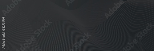 Black luxury fabric wave lines background with copy space