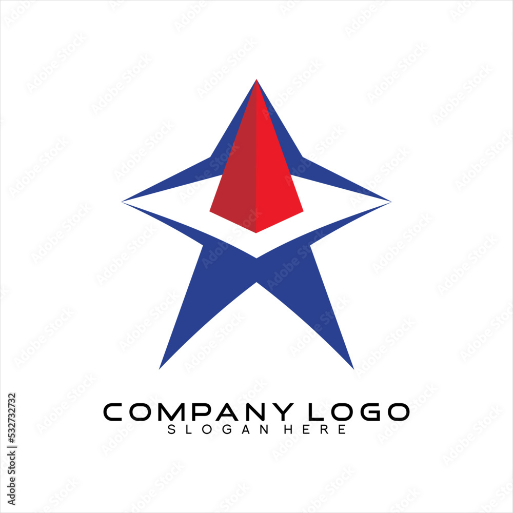 Vector unique star design logo with pyramid in the middle. Vector unique star design logo with pyramid in the middle.