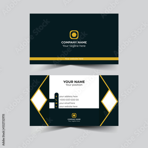 Professional elegant black and orange modern business card design template