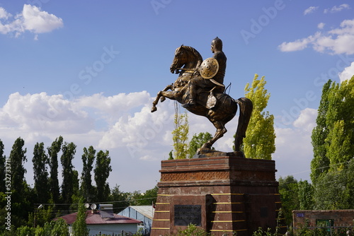 Statue of turkish hero on horse  Alp Arslan  honorific in Turkic meaning  Heroic or Great Lion  