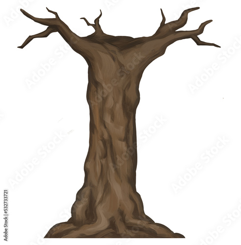 Wallpaper Mural Brown bark barren tree trunk hand drawn illustration isolated on white background PNG Torontodigital.ca