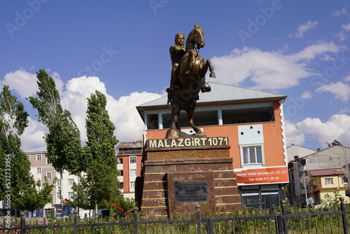 Statue of turkish hero on horse, Alp Arslan (honorific in Turkic meaning "Heroic or Great Lion")